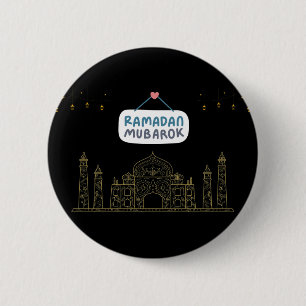 Islamic Crescent Ramadan Kareem Typographic Art 2 Inch Round Button