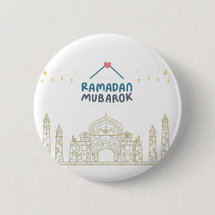 Islamic Crescent Ramadan Kareem Typographic Art 2 Inch Round Button