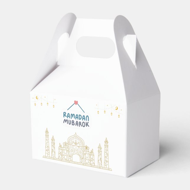Islamic Crescent Ramadan Kareem Typographic Art Favor Box (Front Side)