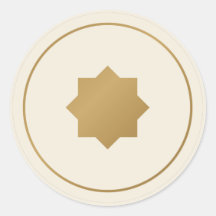 Islamic Eight Point Star Cream Gold Sticker