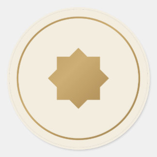 Islamic Eight Point Star Cream Gold Sticker