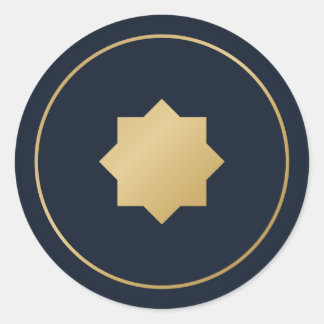Islamic Eight Point Star Navy Gold Sticker
