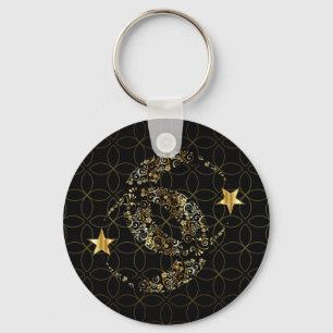Islamic Floral Moon and Star Keychain