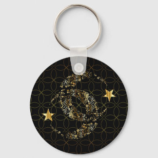 Islamic Floral Moon and Star Keychain