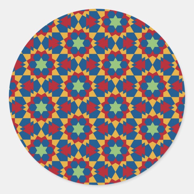 islamic geometric pattern classic round sticker (Front)
