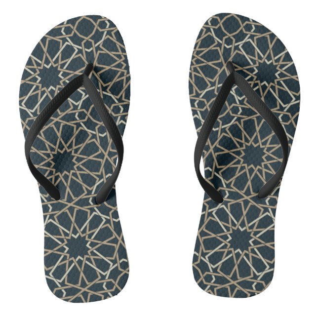 Islamic Geometric Pattern Design Abstract  Flip Flops (Footbed)