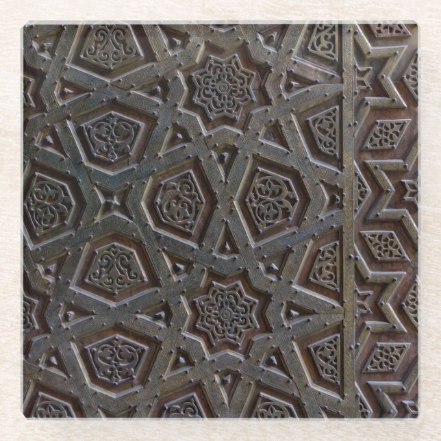 Islamic Geometric Pattern Glass Coaster (Front)