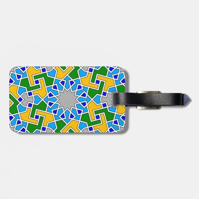 Islamic geometric pattern luggage tag (Back Horizontal)