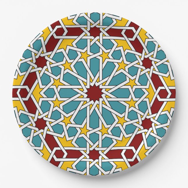 Islamic geometric pattern paper plate (Front)
