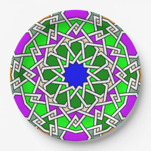 Islamic geometric pattern paper plate