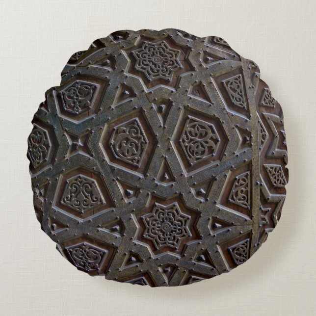 Islamic geometric pattern round pillow (Front)