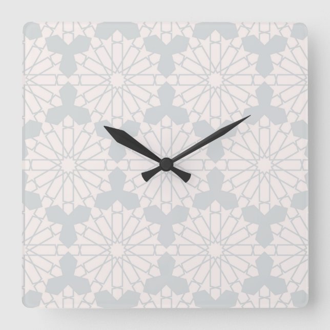 Islamic Geometric Pattern Square Wall Clock (Front)