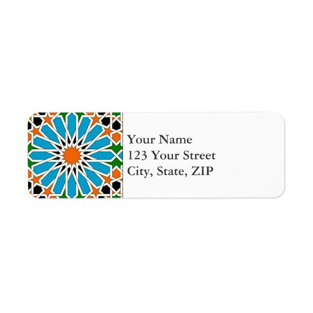 Islamic geometric patterns return address label (Front)