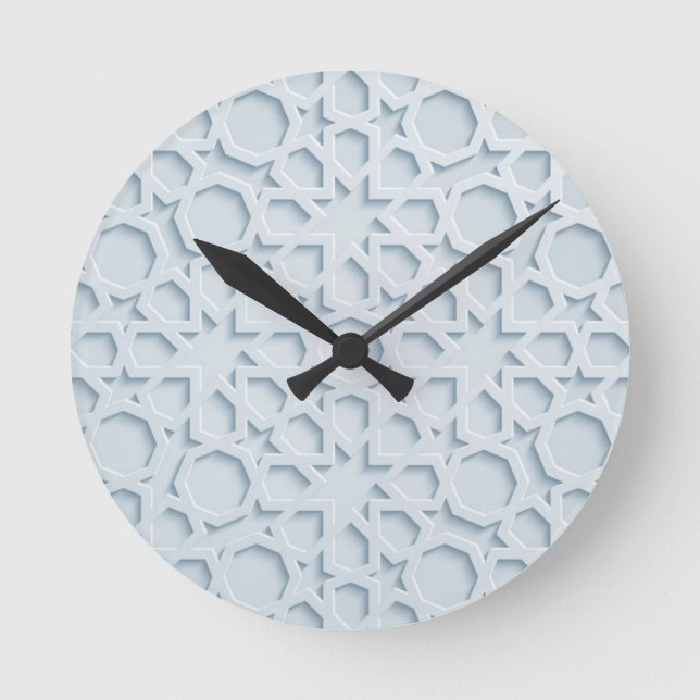 islamic inspired moroccan geometric pattern clock (Front)