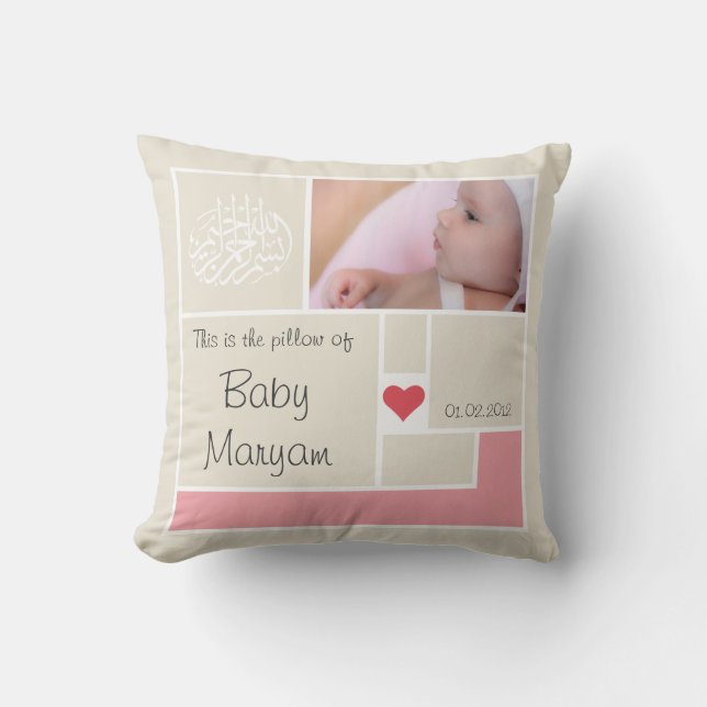 Islamic Islam Aqeeqah baby name Aqiqah muslim Throw Pillow (Front)