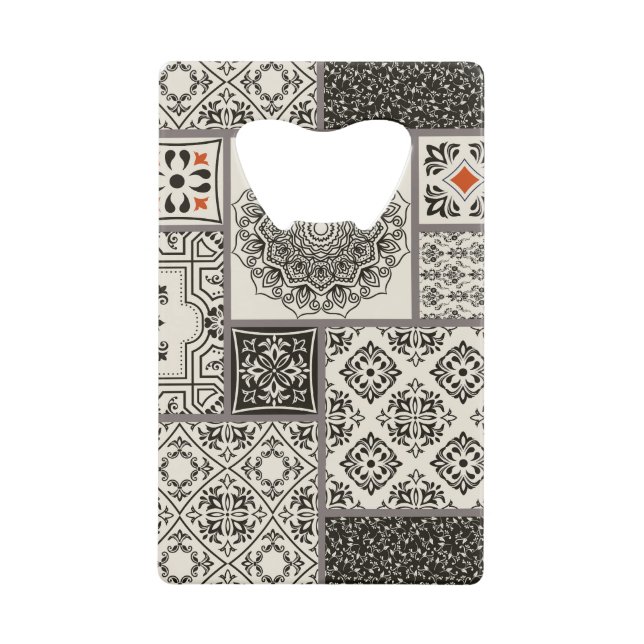 Islamic Majolica Pottery Tile Pattern Credit Card Bottle Opener (Front)