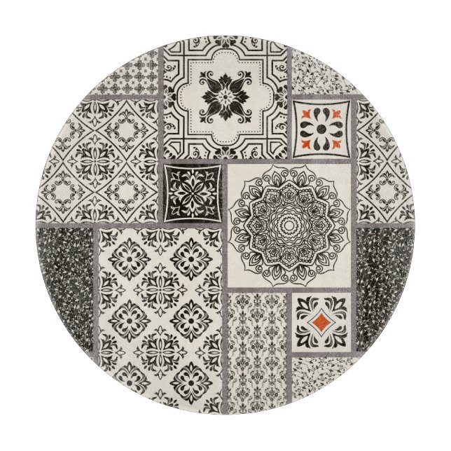 Islamic Majolica Pottery Tile Pattern Cutting Board (Front)