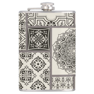 Islamic Majolica Pottery Tile Pattern Hip Flask