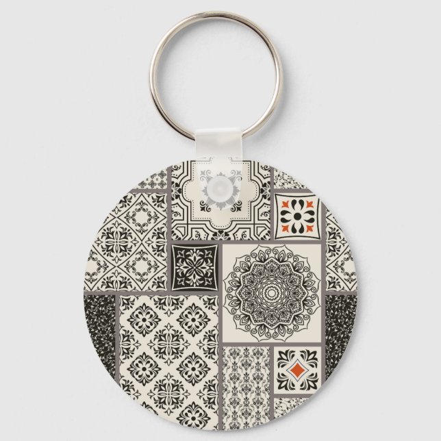 Islamic Majolica Pottery Tile Pattern Keychain (Front)