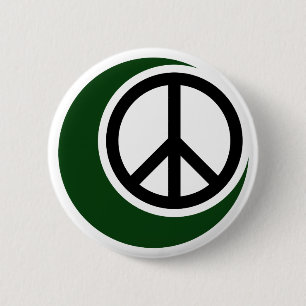 Islamic Muslim Symbol with Peace Sign 2 Inch Round Button