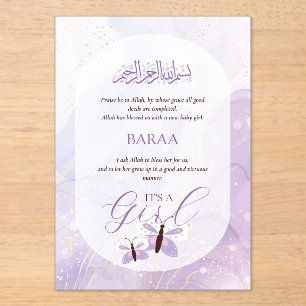 Islamic New Baby Girl Greeting Card – It’s a Girl Acrylic Invitations