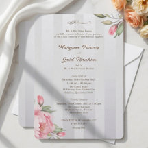 Islamic Nikah Blush Peony Grey Stripe Monogram