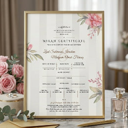 Islamic Nikah Certificate | Peony & Sage Flat Card