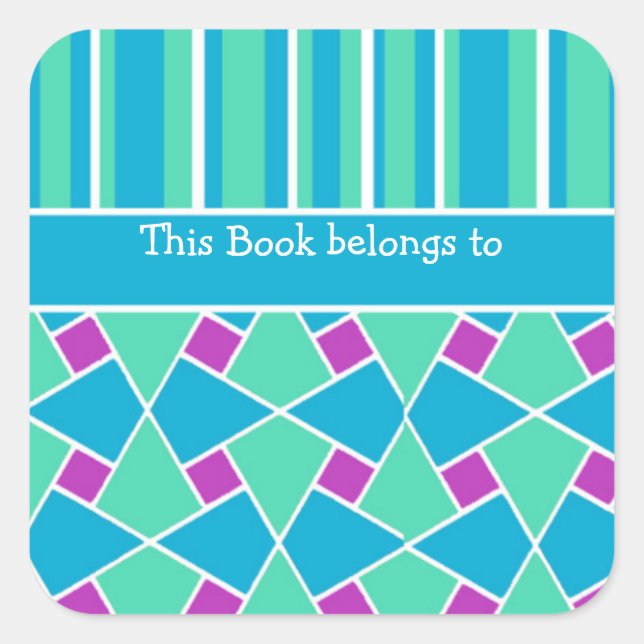 Islamic Pattern and Stripes: Custom Bookplates Square Sticker (Front)