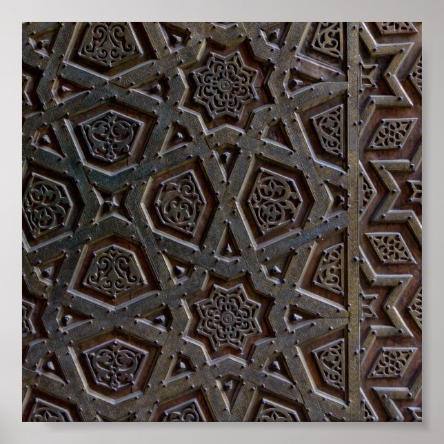 Islamic Pattern Ceramic Tile Silver Plated Necklac Poster (Front)
