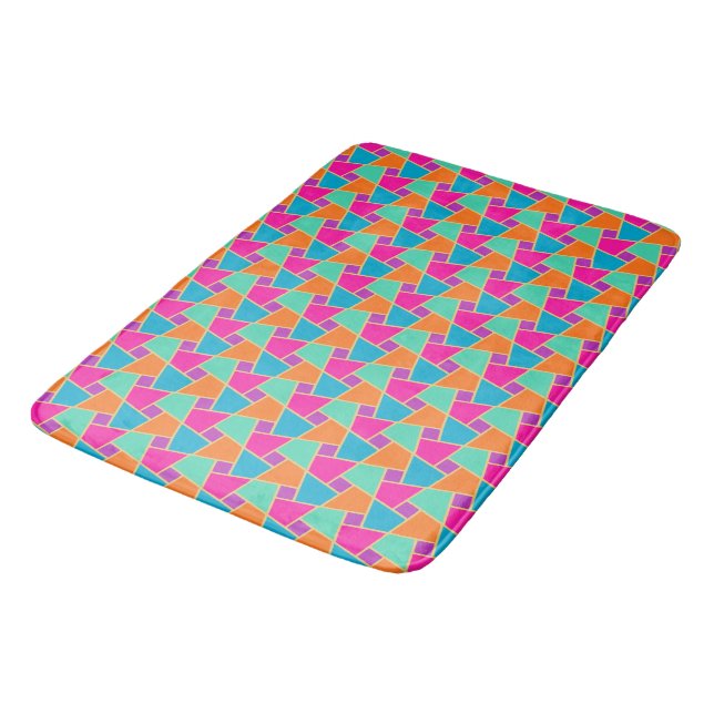 Islamic Pink, Orange, Turquoise, Green Gold-effect Bath Mat (Angled)