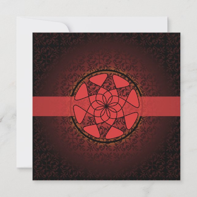 Islamic red  damask  bismillah wedding engagement invitation (Front)