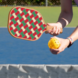 Islamic Red Green Bow Tie Geometric Vector Art Pickleball Paddle