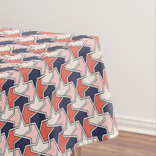 Islamic Red White Blue Geometric Arrows Pattern Ta Tablecloth