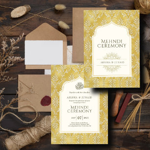 Islamic Royal Golden Damask Muslim Mehndi Ceremony Invitation