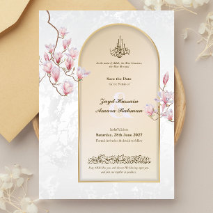Islamic Save the Date – Watercolor Magnolia Arch