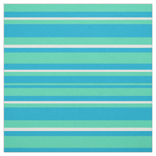 Islamic Turquoise, Aqua, White Striped Pattern Fabric