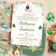 Islamic Wedding Ceremony Muslims Green Floral