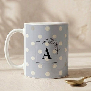 Islamic Wedding Initial Blue Polka Dot Groom Coffee Mug