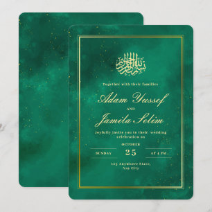 Islamic Wedding Invitation, Emerald Green Wedding  Invitation