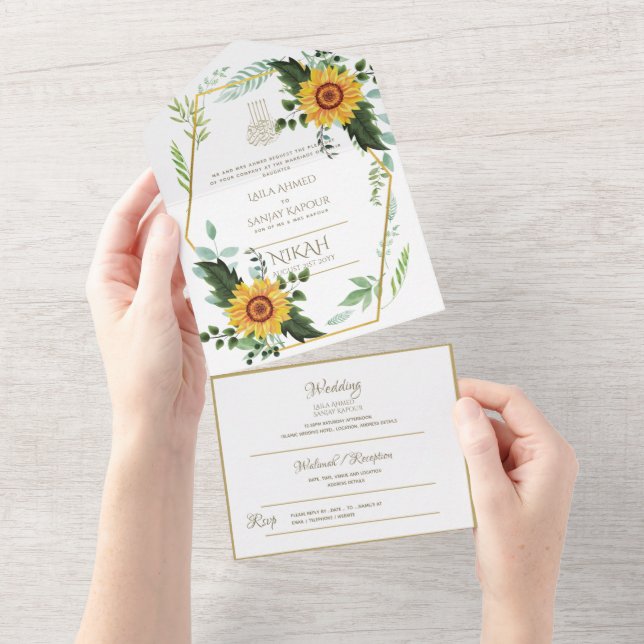 Islamic WEDDING NIKAH WALLIMAH Flowers All In One  All In One Invitation (Tearaway)