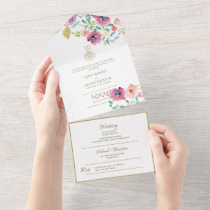 Islamic WEDDING NIKAH WALLIMAH Flowers All In One  All In One Invitation