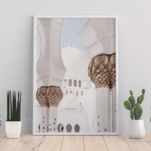 Islamic White and Rose Gold Mosque Architect Poster