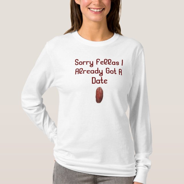 Islamic woman's halal Date long sleeve tshirt (Front)