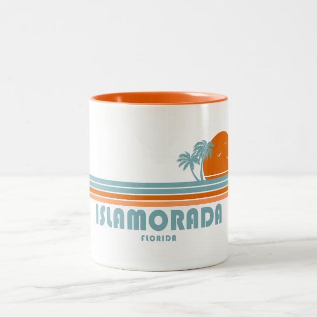 Islamorada Florida Sun Palm Trees Two-Tone Coffee Mug (Center)