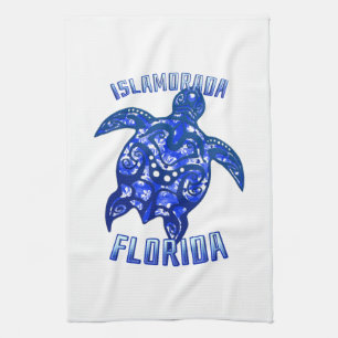 Islamorada Florida Vacation Tribal Turtle Kitchen Towel