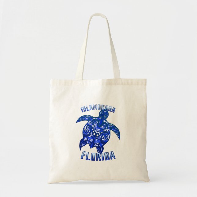 Islamorada Florida Vacation Tribal Turtle Tote Bag (Front)