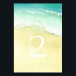 Island Beach Wedding Table Number Card<br><div class="desc">Pretty watercolor sandy beach wedding table number card. Personalize text,  customize font style,  colour,  and size.</div>