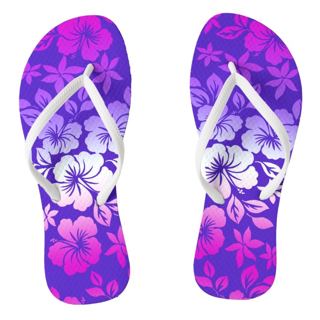 Island Blend Hawaiian Hibiscus Floral Flip Flops (Footbed)