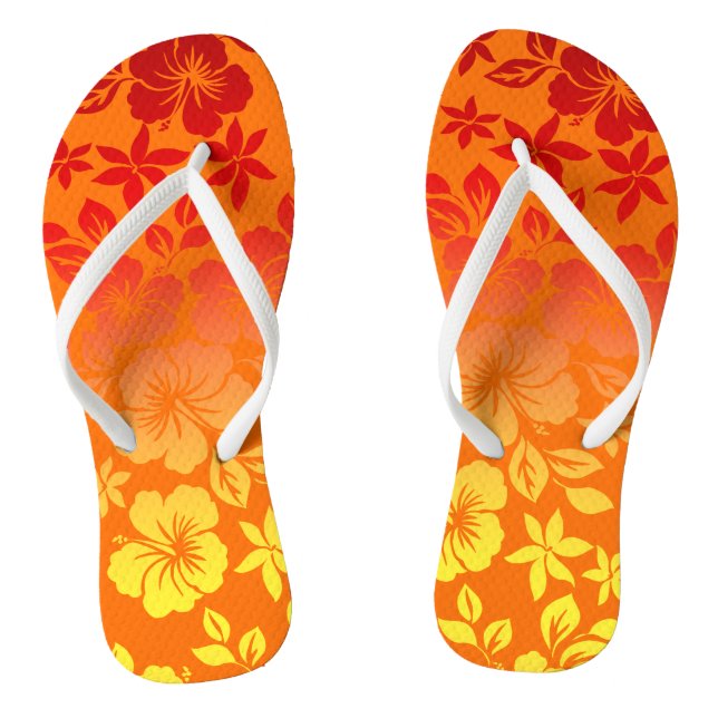 Island Blend Hawaiian Hibiscus Floral Flip Flops (Footbed)