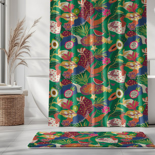 Island Blooms and Fruits on Emerald Green